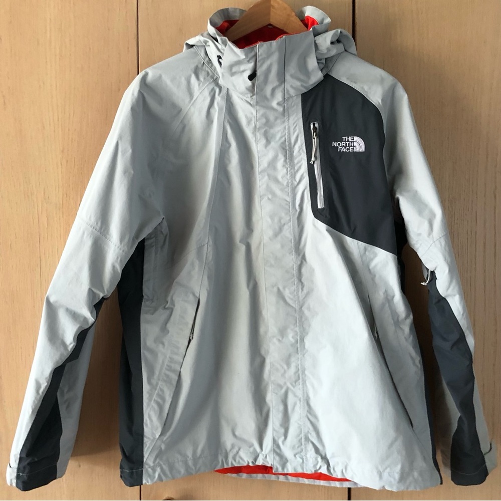 The North Face Gray HyVent Waterproof Full Zip Removeable Hood Jacket Men's L - Picture 1 of 13